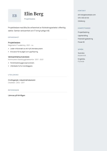 CV-mallen Dimma