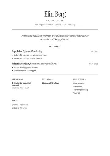 CV-mallen Kansli