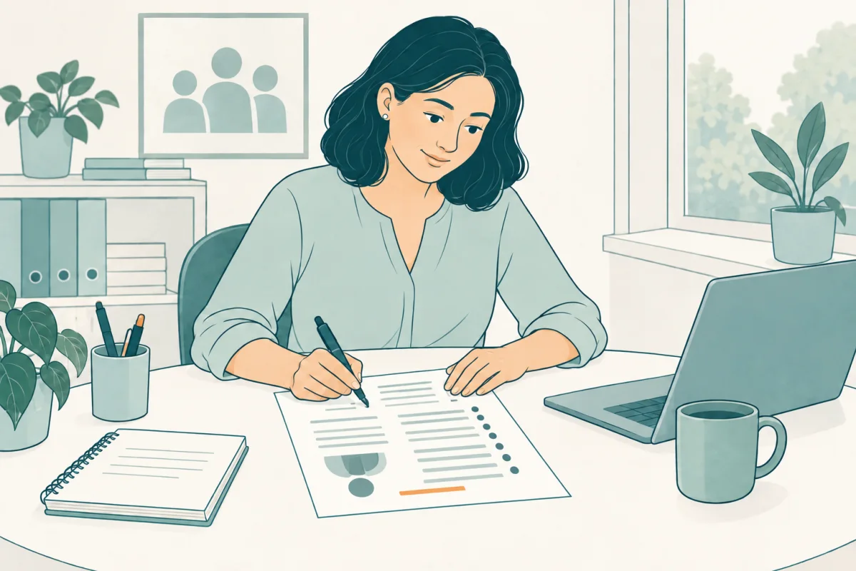 Person som förbereder sitt CV för arbete som hr-specialist